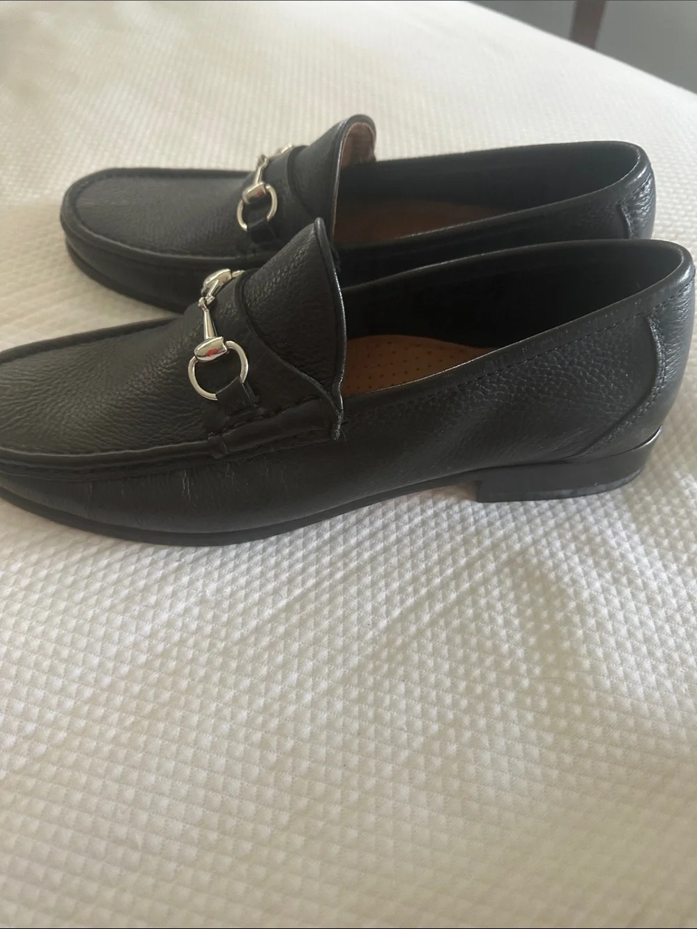 Martin Dingman Black Pebbled Leather Bit Loafers